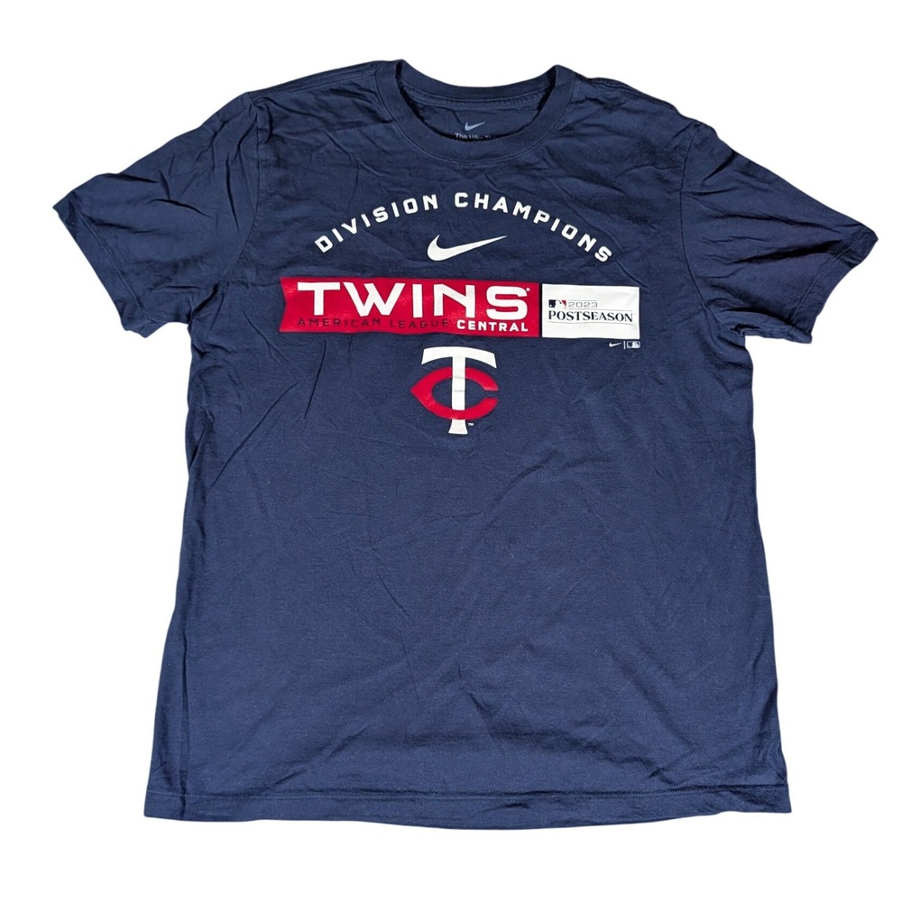 Nike Minnesota Twins 2023 Division Champions MLB T-Shirt Navy Blue Graphic Tee